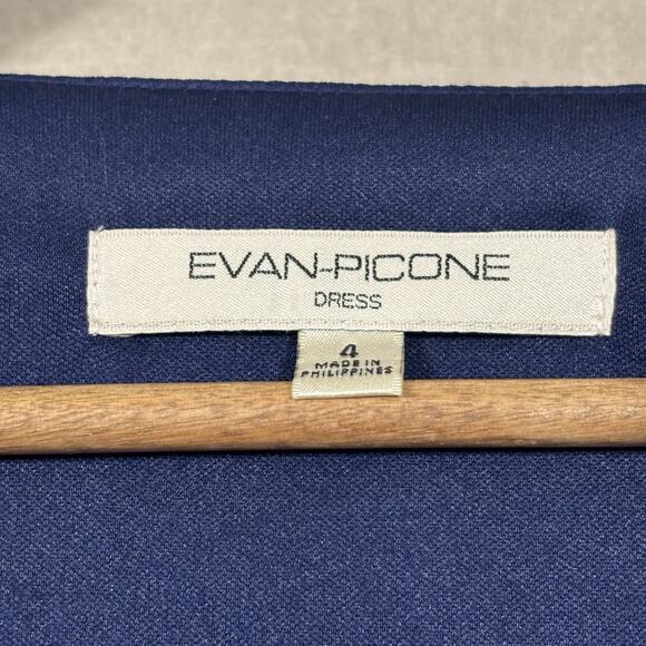 Evan Picone Womens Midi Dress Sz 4 Faux Wrap Flattering Cocktail Career Classic - Picture 3 of 10